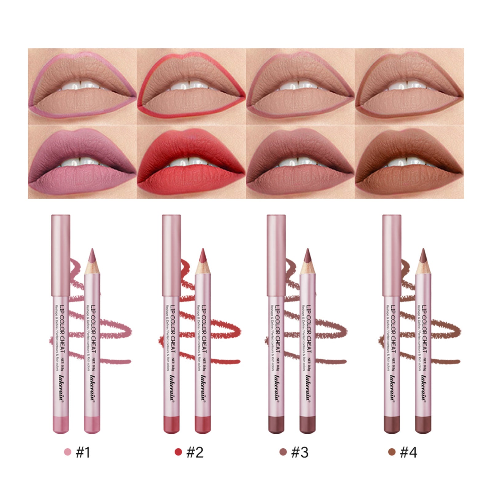 4pcs Matte Lip Liner for Smooth Long-Lasting Lips