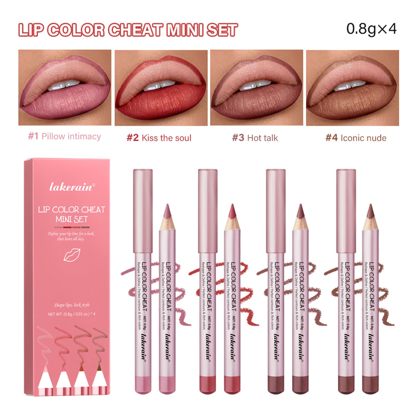 4 PCs Matte Lipstick Lip Liner