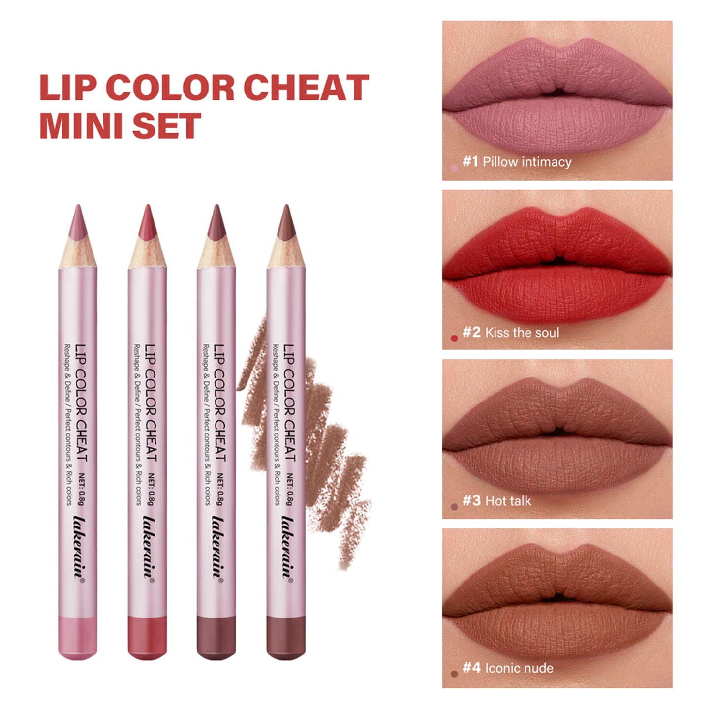 4 PCs Matte Lipstick Lip Liner