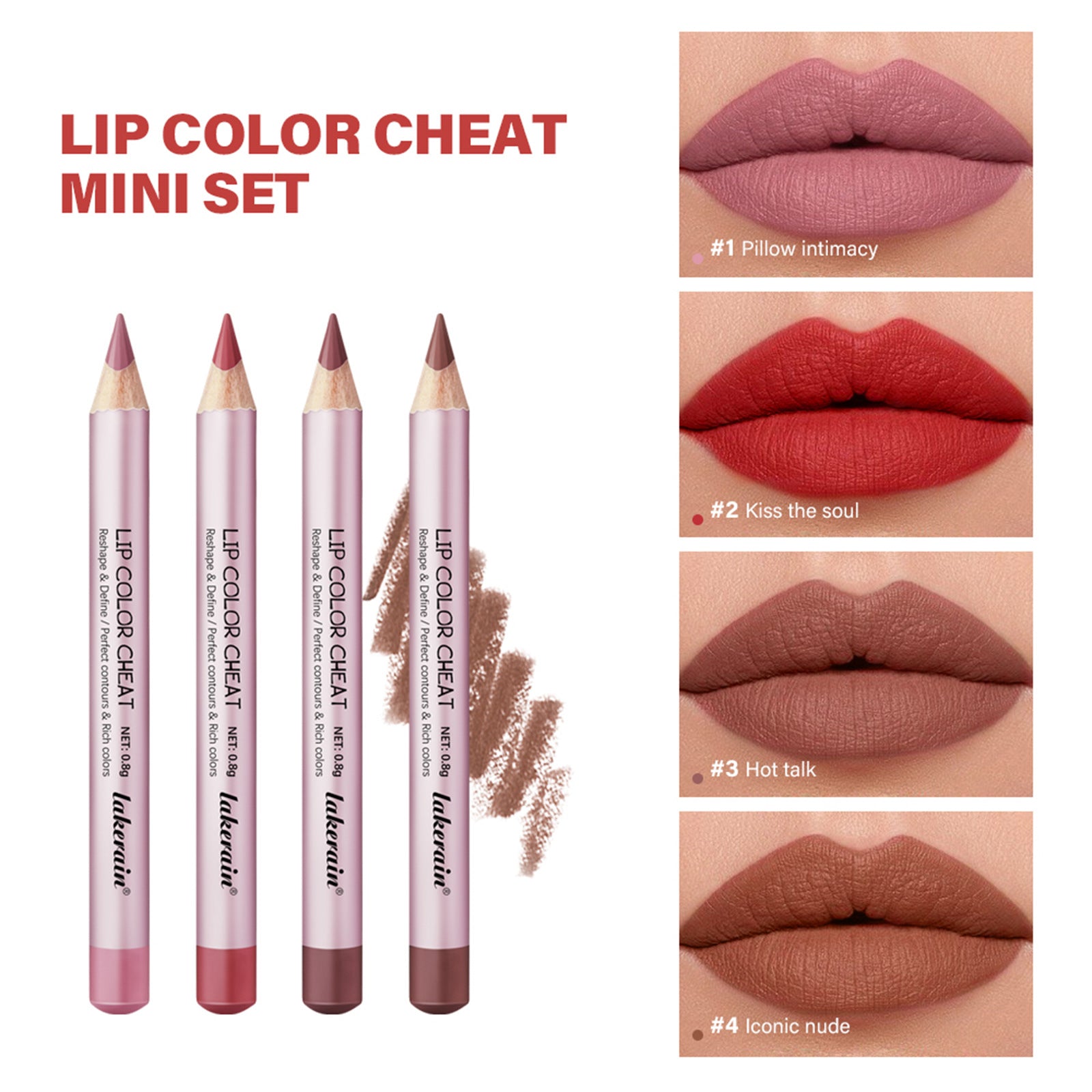 4pcs Matte Lip Liner for Smooth Long-Lasting Lips
